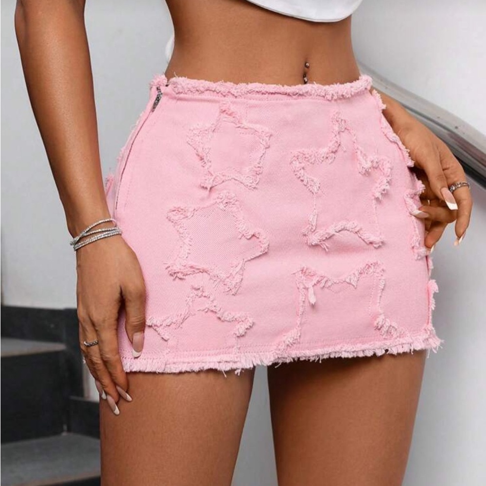 SHEIN Pink Star Pattern Mini Skirt